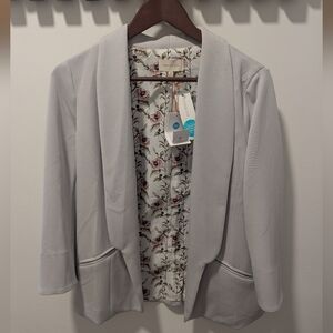 Skies Are Blue Soft Gray Blazer with Floral Lining